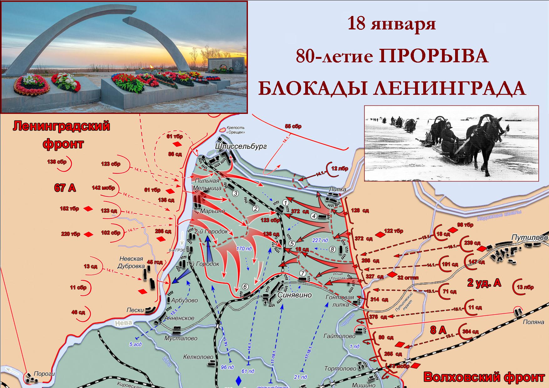 Карта прорыва блокады ленинграда в 1943 году